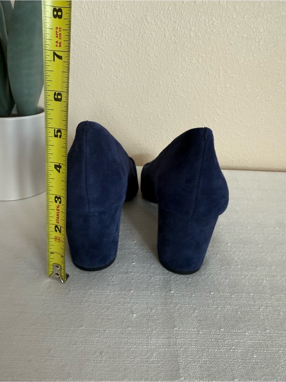 New Corso Como Navy/Purple Suede Mid Block Heel Pumps - Women - Picture 9 of 12